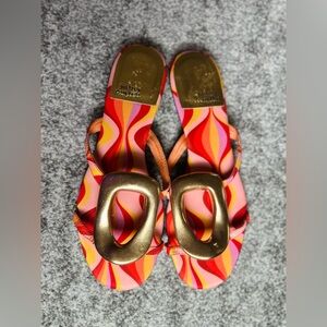 Women's Jeffery Campbell Linques Slide Sandals 10 abstract print